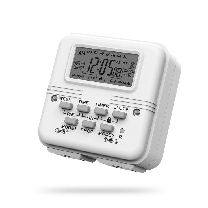 BN-LINK Indoor 7-Day Programmable Digital Timer Outlet, 2 Outlets