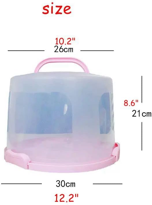 Cake Carrier Round Cake Stand Plus Height Cake Container with Cupcakes Pad, Handle, Lid Reusable Package Box for Transporting Desserts,Pie,Toast,Fruit (10" Black)