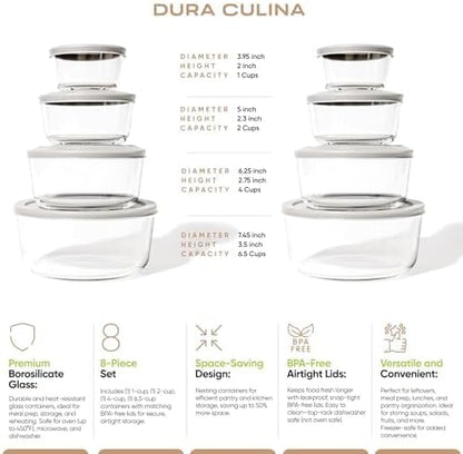 6-Piece Glass Food Storage Containers Set (3 Containers + 3 BPA-Free Lids) | 2-Cup, Leakproof | Microwave, Freezer, Oven & Dishwasher Safe | Ideal for Meal Prep & Pantry Organization, Pistachio