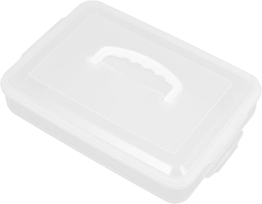 Dumpling Container with Lid for Freezer, Airtight Food Storage Box 31x22x7cm, Stackable Refrigerator Organizer Tray for Dumplings and Wontons