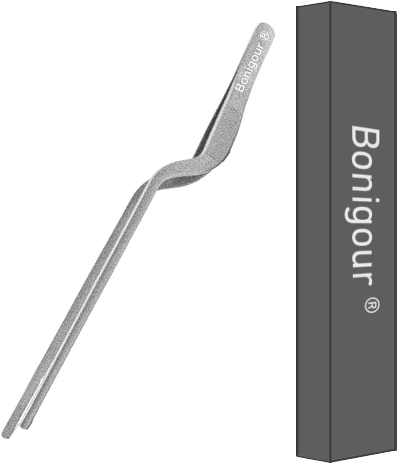 8 Inch Precision Offset Tweezers, Kitchen Culinary Stainless Steel Tongs, Curved Kitchen Cooking Multi-function Chef Precision Tweezer Tongs for Plating, Food Decorating and ect (Black)