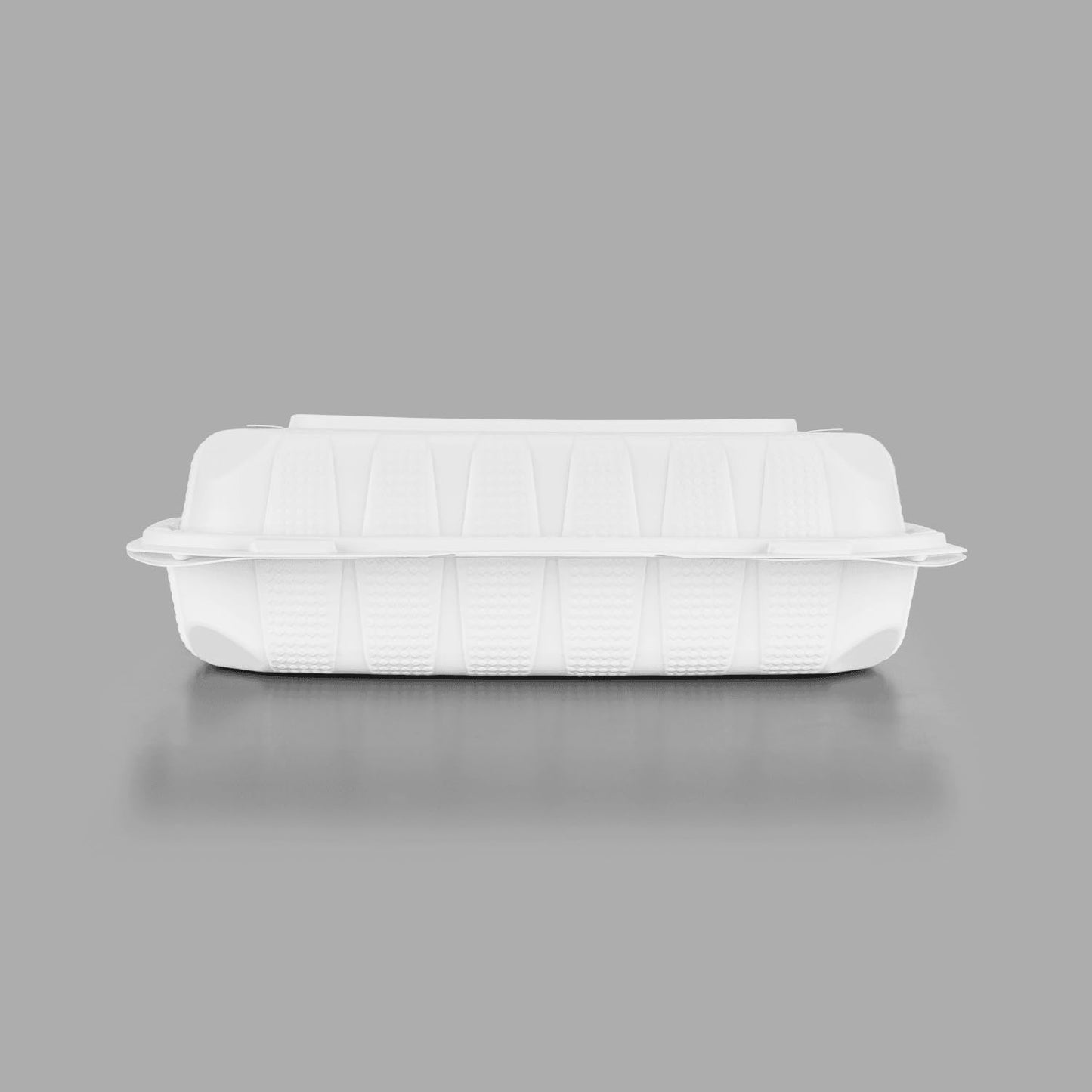 KARAT EARTH Clamshell Take Out Food Containers [8"x8" - 200 ct] To Go Containers | 3 Compartment, Soak-Resistant, Durable, Stackable | Vented for Hot/Cold Foods, White