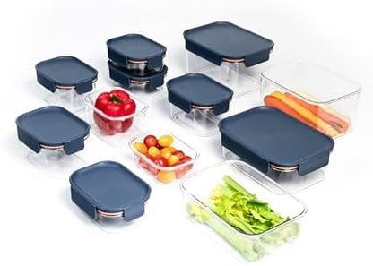 LocknLock LBF404RS5N Bisfree Modular Plus Food Storage Containers for Lunch, Meal Prep, Stackable, BPA-Free, Leakproof, Microwave, Dishwasher, Freezer-Safe, 10 Pieces, 5 Boxes and 5 Lids, Navy, 910ml