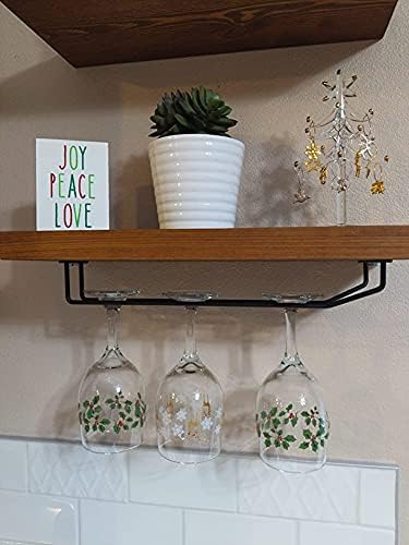 14-Inch Gold Wine Glass Rack, Under Cabinet Wine Glass Holder Stainless Steel Stemware Rack - Hanging Stemware Holder for Cabinet Kitchen Bar, Set of 2