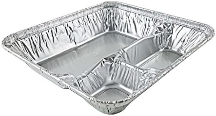 Handi-Foil Large Aluminum 3-Compartment Oblong Tv Dinner Tray Pan w/Lid 25/Pk (pack of 25)