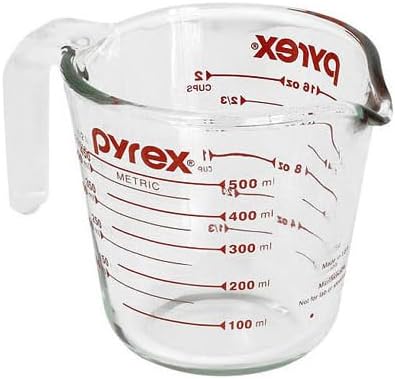 Pyrex Prepware 6001075 Measuring Cup, Red Graphics, Clear