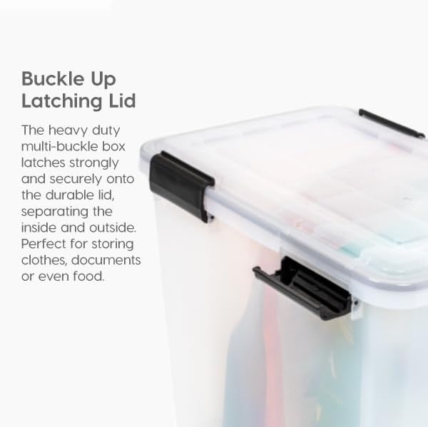 IRIS USA Storage Bins with Lids, WeatherPro Wheeled 106 Qt, Plastic, 3 Pack | Weather-tight gasket, wheels, and secure latches protect camping gear, tools, holiday décor, clothing, and documents.
