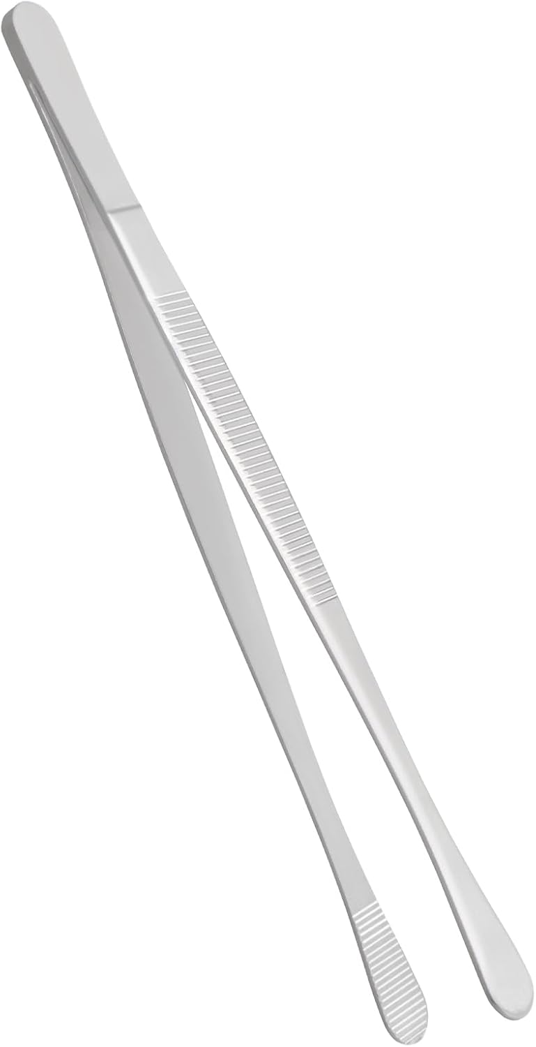Plating Tweezers 6.3-Inch Culinary Kitchen Tweezer Tongs, Stainless Steel Professional Chef Tweezers (Wide-Tipped)