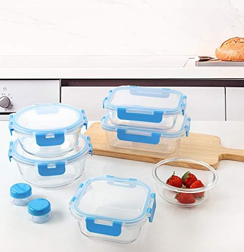 M MCIRCO 24-Piece Glass Food Storage Containers with Upgraded Snap Locking Lids,Glass Meal Prep Containers Set - Airtight Lunch Containers, Microwave, Oven, Freezer and Dishwasher