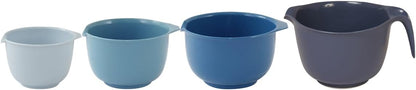 Glad Mixing Bowls with Pour Spout, Set of 4 - Nesting Plastic Bowls (1.2qt, 1.9qt, 2.8qt, and 3qt with Handle) - Non Slip Base, Dishwasher Safe Kitchen Cooking and Baking Supplies, Green
