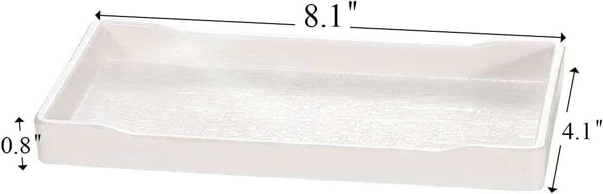 White Serving Tray (13.5 x 9.6 inch) for Serving Accessory, Elegant & Stackable Plastic Tray for Spa, Coffee, Drinks, Tea, Bar, Party, Seasoning, Perfume and Display Use.