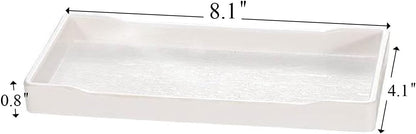 White Serving Tray (13.5 x 9.6 inch) for Serving Accessory, Elegant & Stackable Plastic Tray for Spa, Coffee, Drinks, Tea, Bar, Party, Seasoning, Perfume and Display Use.