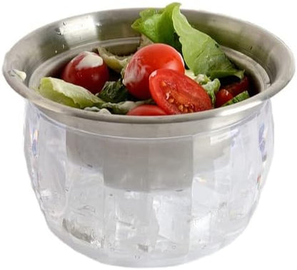Dip Bowl On Ice- Chip and Dip Serving Set - Stainless Steel Chilled Serving Dish with 22 oz. Acrylic Ice Bowl - Perfect for Cold Shrimp, Guacamole, Dips