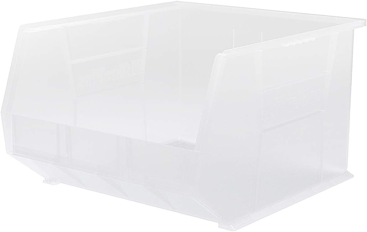 Akro-Mils 30270 AkroBins Plastic Storage Bins, Space-Saving Stackable Bins for Garage, Pantry, Craft Organization, 18" x 16" x 11", Clear, 3-Pack