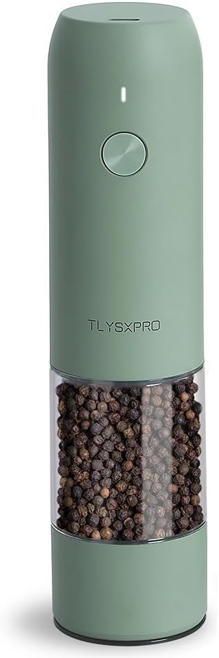 Electric Salt and Pepper Grinder, USB Rechargeable, Automatic Salt and Pepper Shaker, Adjustable Coarseness, Electric Pepper Mill, LED Light, Refillable, Kitchen Gadget (1-Pack, Stainless Steel)
