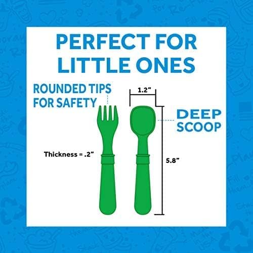 Re-Play Toddler Forks and Spoons Set - 4x4 Utensils Set for Kids - Dishwasher and Microwave Safe - Made in USA - Set of 8-5.8" x 1.2" x 0.2" - Princess