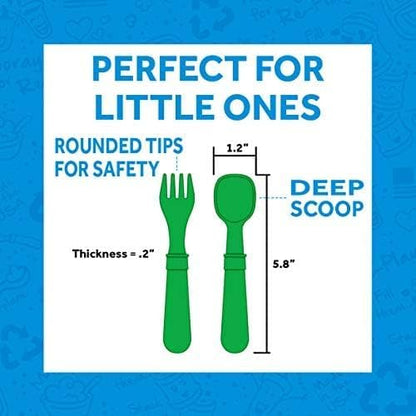 Re-Play Toddler Forks and Spoons Set - 4x4 Utensils Set for Kids - Dishwasher and Microwave Safe - Made in USA - Set of 8-5.8" x 1.2" x 0.2" - Princess