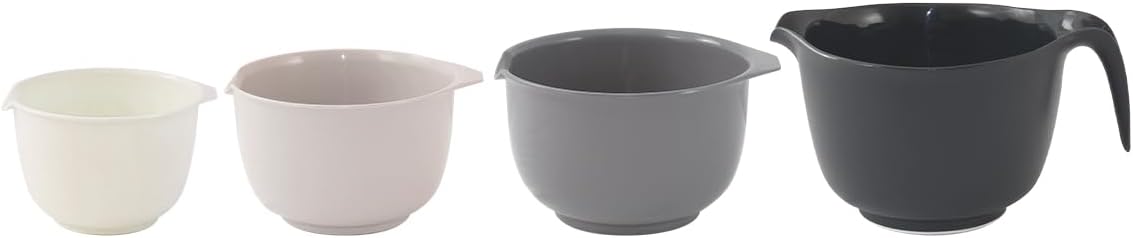 Glad Mixing Bowls with Pour Spout, Set of 4 - Nesting Plastic Bowls (1.2qt, 1.9qt, 2.8qt, and 3qt with Handle) - Non Slip Base, Dishwasher Safe Kitchen Cooking and Baking Supplies, Green