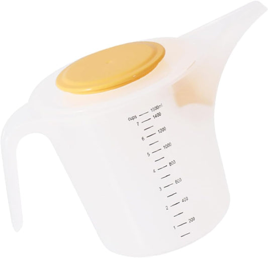 Measuring Cup with Handle and Lid 1.5l Kitchen Baking Mixing Bowl with Scale Splash-proof Multifunctional Egg Beater Cup for Liquid and Batter Measurement