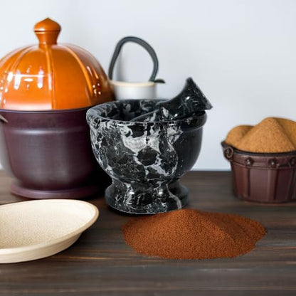 Mortar and Pestle Set – Large Stone Grinder with Polished Bowl & Non-Slip Base | Elegant Onyx Marble Kitchen Tool for Spices, Herbs & Guacamole