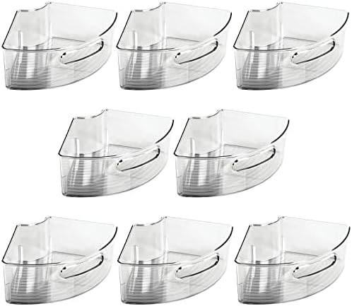 mDesign Plastic Lazy Susan Cabinet Storage Bin with Front Handle for Kitchen Countertop, Pantry, Shelf, Fridge Organization - Hold Food, Drinks, Snacks - Ligne Collection - 4 Pack - Smoke Gray