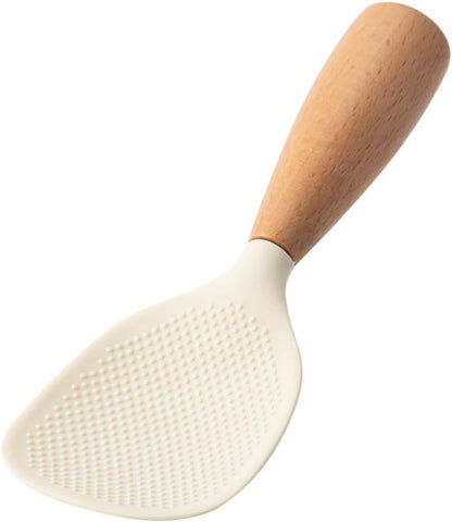 1Pc Beige Standing Silicone Rice Spoon Paddle, Rice and Potato Servers,Household Rice Shovel Heat Resistant Anti-scalding Rice Scooper, Serving Flatware Spoons