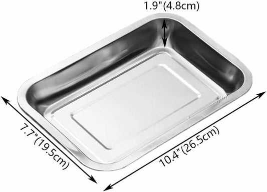 3 Pack Stainless Steel Breading Trays Set,Breading Pans for Marinating, and Prepping Meat Chicken and Fish 10.4" x 7.7" x 1.9"
