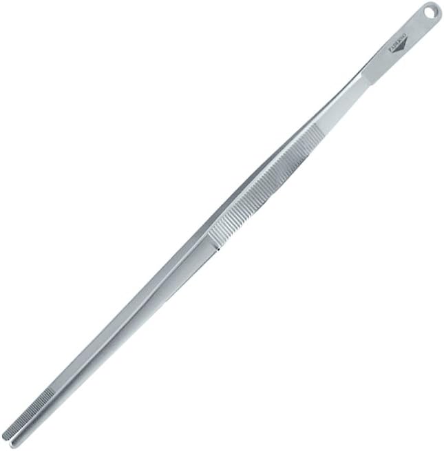 Paderno World Cuisine Stainless Steel Offset Culinary Tweezers, Gray