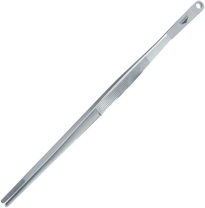 Paderno World Cuisine Stainless Steel Offset Culinary Tweezers, Gray