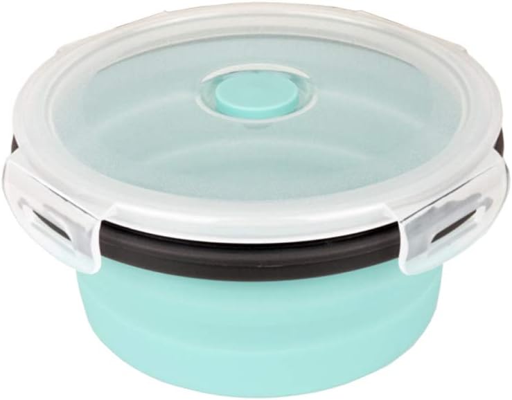 CARTINTS Silicone Collapsible Food Storage Containers-Prep/Storage Bowls with Lids - Set of 3 Square Silicone Lunch Containers - Microwave, Dishwasher and Freezer Safe (blue)