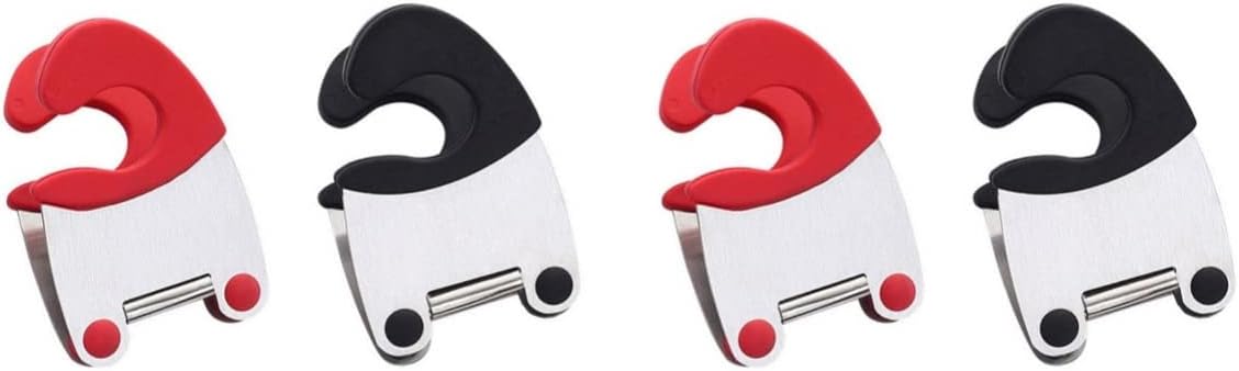 4 Pcs Spoon Holder Pot Tools Pot Clip Rest Kitchen Clamp Clip Stainless Steel Spoon Kitchen Spoon Holder Grip Silicone Spoons Stainless Steel Pot