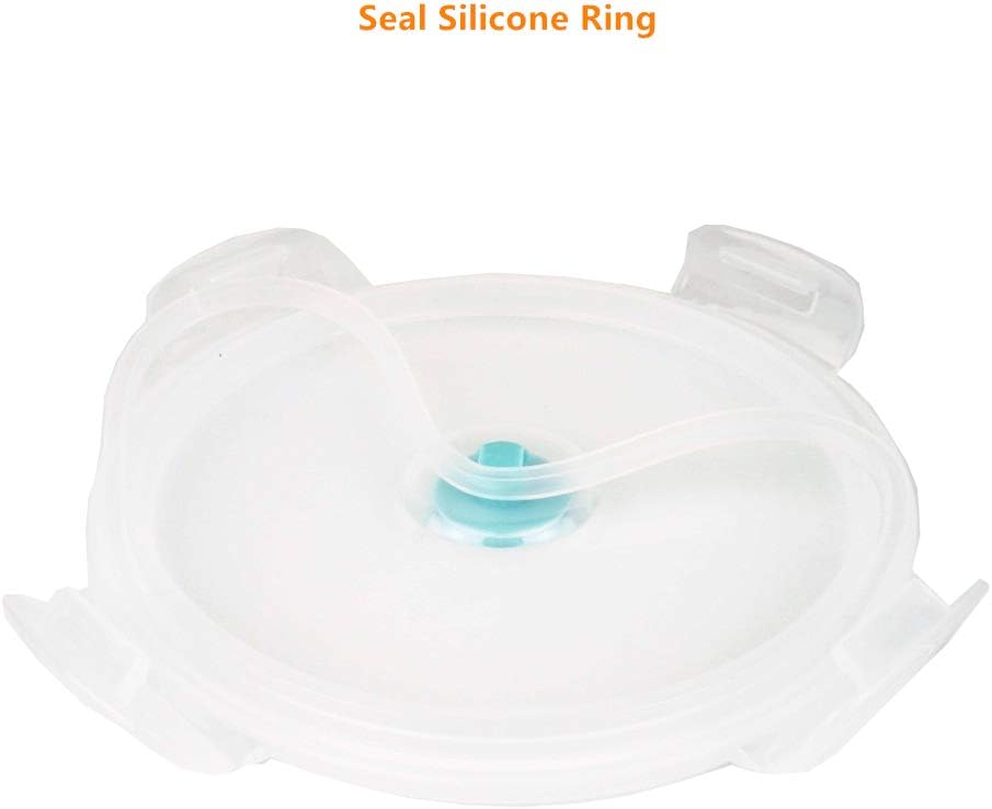 CARTINTS Silicone Collapsible Food Storage Containers-Prep/Storage Bowls with Lids - Set of 3 Square Silicone Lunch Containers - Microwave, Dishwasher and Freezer Safe (blue)
