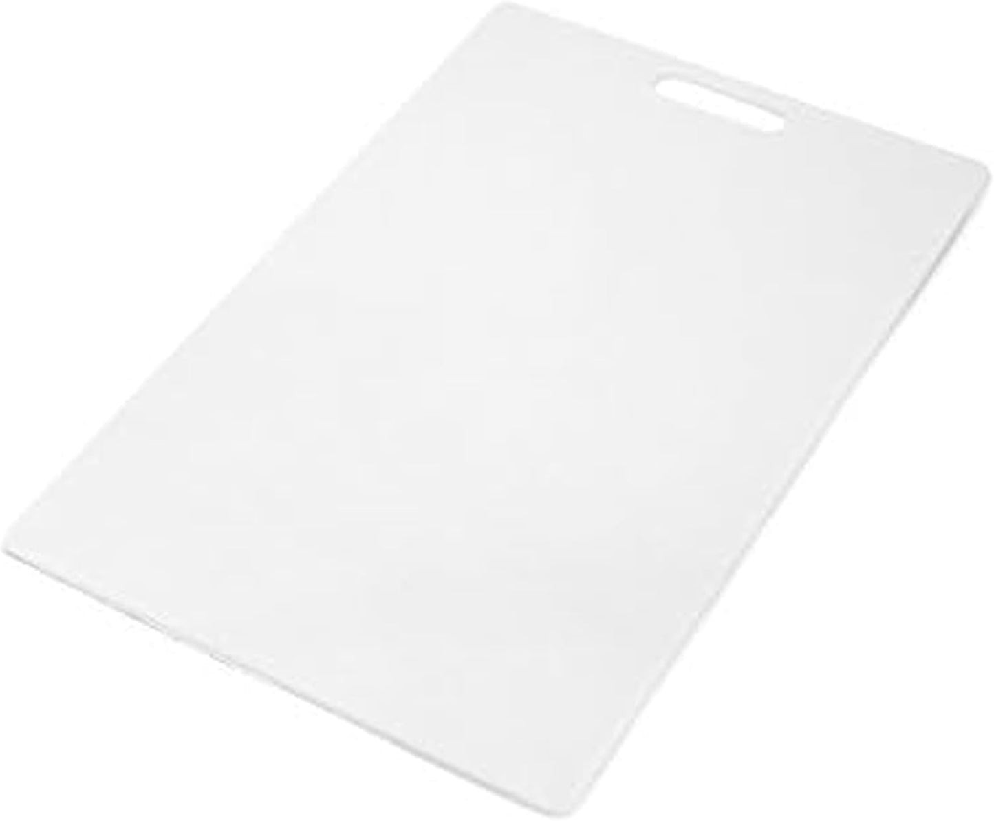 FARBERWARE Large Cutting Board, Dishwasher- Safe Plastic Chopping Board for Kitchen with Easy Grip Handle, 11in by 14in, White