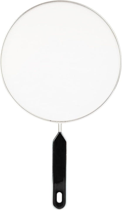 Splatter Screen for Frying Pan, Grease Splatter Guard, Stainless Steel Splatter Guards for Frying with Long Handle, Kitchen Oil Splash Guard Cooking Shield, Fine Mesh Strainer (Black, 12 inch)