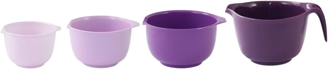 Glad Mixing Bowls with Pour Spout, Set of 4 - Nesting Plastic Bowls (1.2qt, 1.9qt, 2.8qt, and 3qt with Handle) - Non Slip Base, Dishwasher Safe Kitchen Cooking and Baking Supplies, Green