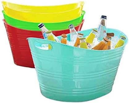 CreativeWare, Aqua Double Walled Party Tub With Drain Plug 4.375 Gl, Red