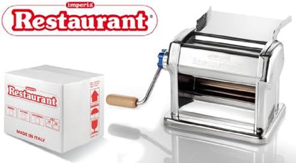 Pasta Maker Machine by Imperia - Professional Grade Restaurant Manual Pasta Roller w Handle, Clamp and Tray Attachment, Made in Italy, Durable Construction, Make Homemade Italian Noodles, Cooking Gift