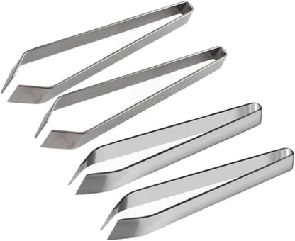 Stainless Steel Fish Bone Tweezers Flat and Slant Pliers Set, Kitchen Cooking Tweezers Meat Hair Remover Tool for Home and Restaurant (4 Pack)