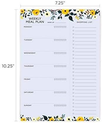 Weekly Magnetic Meal Planner Notepad - Food Planning Organizer and Grocery List Pad, Premium 52 Pages, with Tear Away Perforated Shopping List