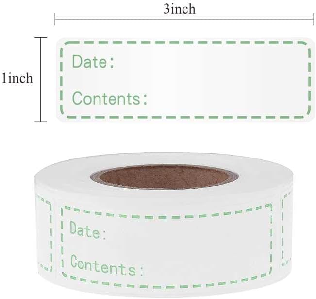 Freezer Labels for Food Containers - Waterproof & Oil Resistant 1x3 Inch Stickers, No-Residue Strong Adhesive for Kitchen, Mason Jars, Restaurants, Home and Commercial Use (500Pcs)