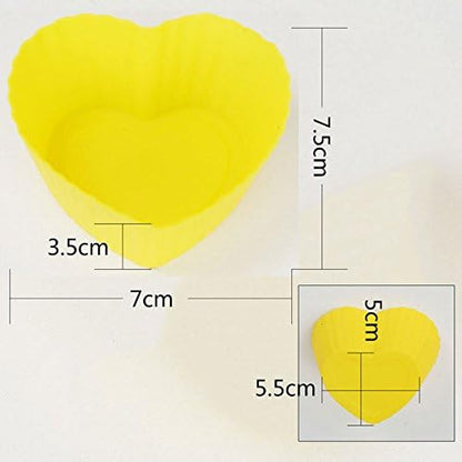 Heart Silicone Baking Cups, Heart Molds Love Cupcake Liners Large Resusable Muffin Cups, 30 Packs(Rainbow Colors)