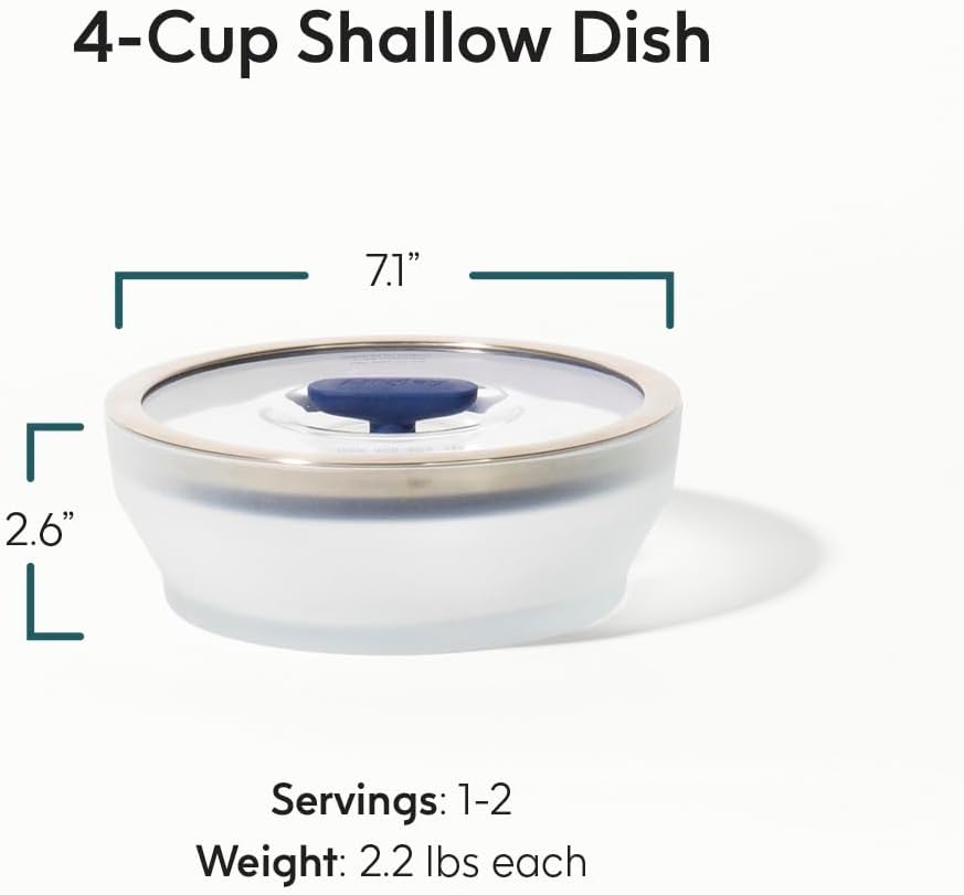 Anyday 4-Cup Glass Microwave Steamer & Food Storage (Clear Black Sesame)
