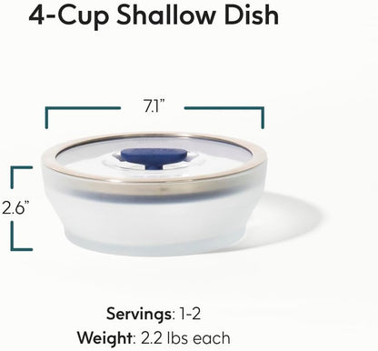 Anyday 4-Cup Glass Microwave Steamer & Food Storage (Clear Black Sesame)