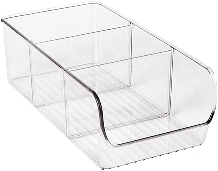 Clear Organizer Bins with Removable Dividers for Snacks Bag Sugar Packets Seasoning Packets Spice Packets Pouches