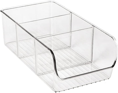 Clear Organizer Bins with Removable Dividers for Snacks Bag Sugar Packets Seasoning Packets Spice Packets Pouches