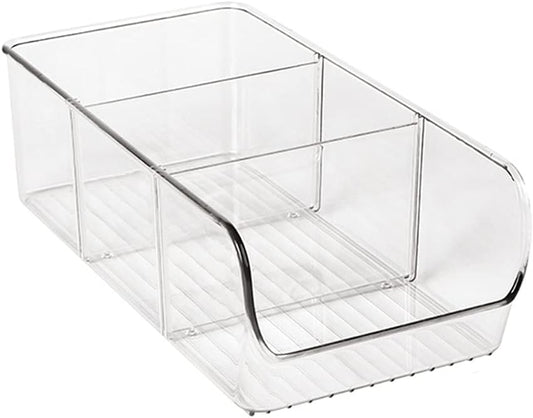 Clear Organizer Bins with Removable Dividers for Snacks Bag Sugar Packets Seasoning Packets Spice Packets Pouches