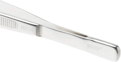 Mercer Culinary 18-8 Stainless Steel Chef Plating Tongs, Offset Tip, 6-1/2 Inch