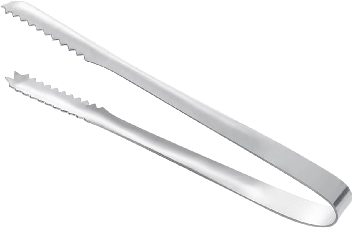Stainless Steel Ice Tongs for Bar, Kitchen & Home – Heavy-Duty Metal Ice Grab Tongs with Non-Slip Grip, Ideal for Serving Ice Cubes, Sugar Cubes, Lemons, Limes and Fruits
