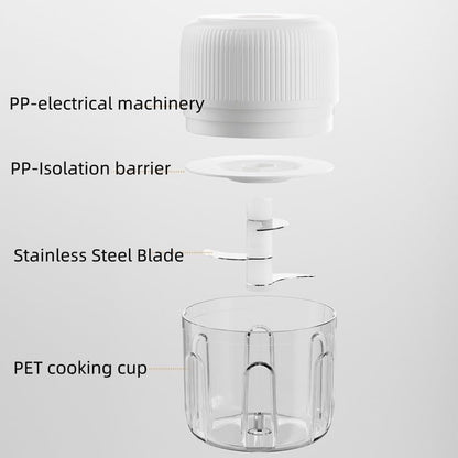 Electric Garlic Chopper, 250ML USB, Mini Vegetable Onion Chopper White Col