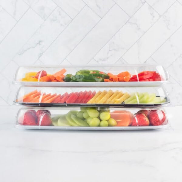 Rectangle White Serving Tray (2-Pack) - 17.5" Disposable Serving Platter for Appetizer, Fruits & Serving Dishes | Perfect Plastic Tray for Party Serveware